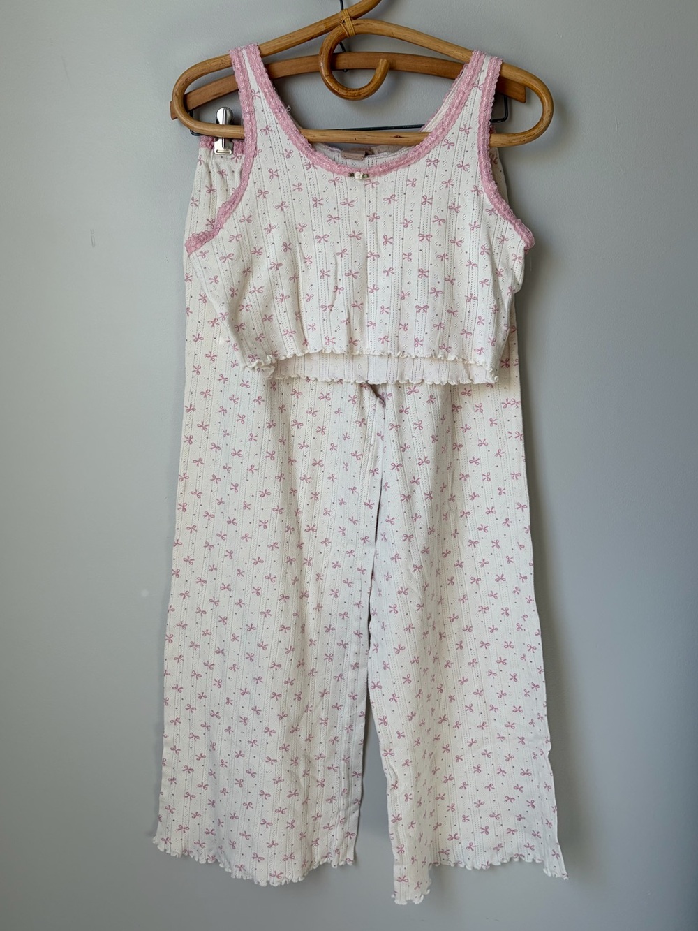 Messy Bun Just Chillin Bow Cotton Pajama Set Women’s Medium